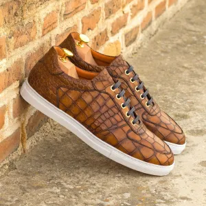Low Top Trainer-Painted Croco, Brown-Wholesale