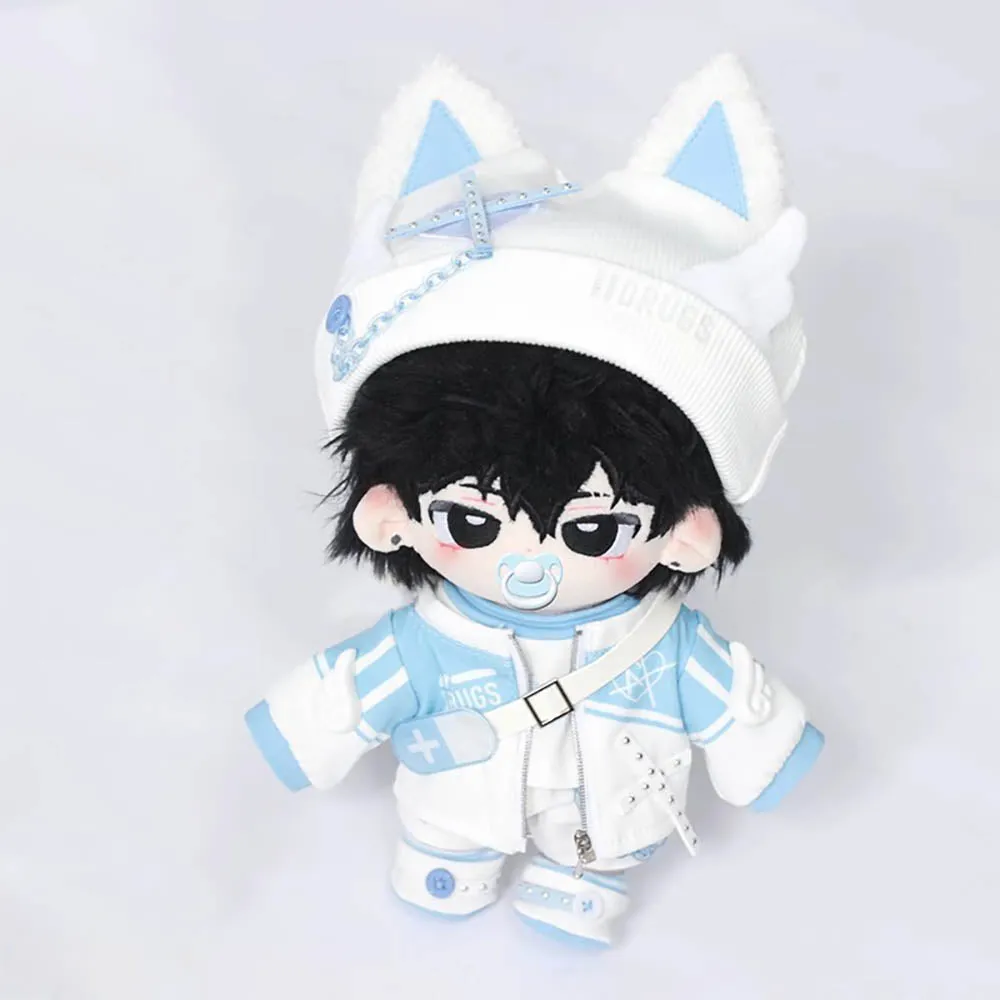 niannyyhouse 10cm 20cm Plush Doll Clothes Cat Ears Hat Coat T-Shirt Pants Backpack 8in Stuffed Doll Dressup