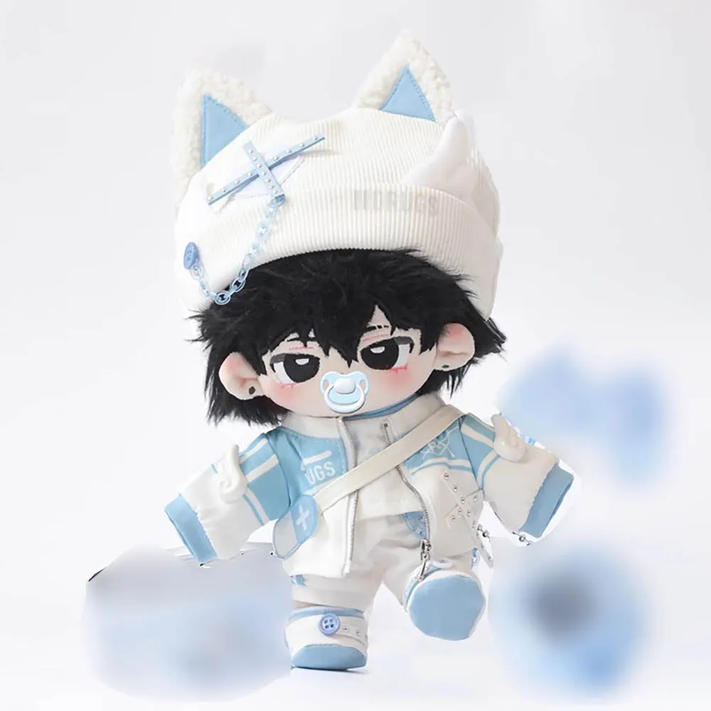 niannyyhouse 10cm 20cm Plush Doll Clothes Cat Ears Hat Coat T-Shirt Pants Backpack 8in Stuffed Doll Dressup