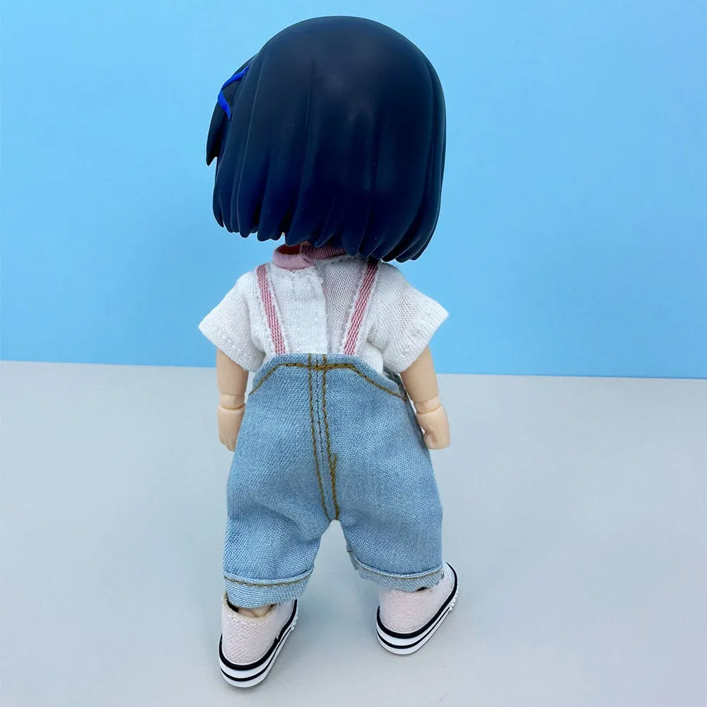 niannyyhouse 1/12 BJD Doll Clothes T-Shirt Overalls Shoes Denim Outfit OB11 4.3in Action Figures Doll Dressup