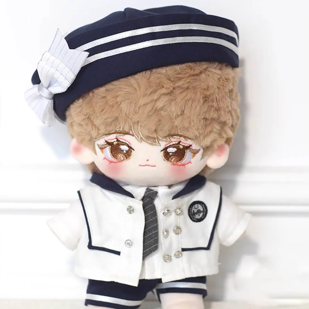 niannyyhouse 20cm Doll Clothes Hat Coat Shirt Pants Skirt Tie Shoes Accessories School Uniform Sets 8in Plush Doll Dress Up