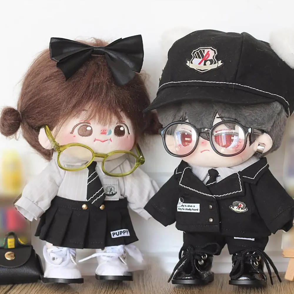 niannyyhouse 20cm Plush Doll Clothes Hat Coat Skirt Trousers Shirt Tie Bag Shoes College Uniform 8in Doll Dressup