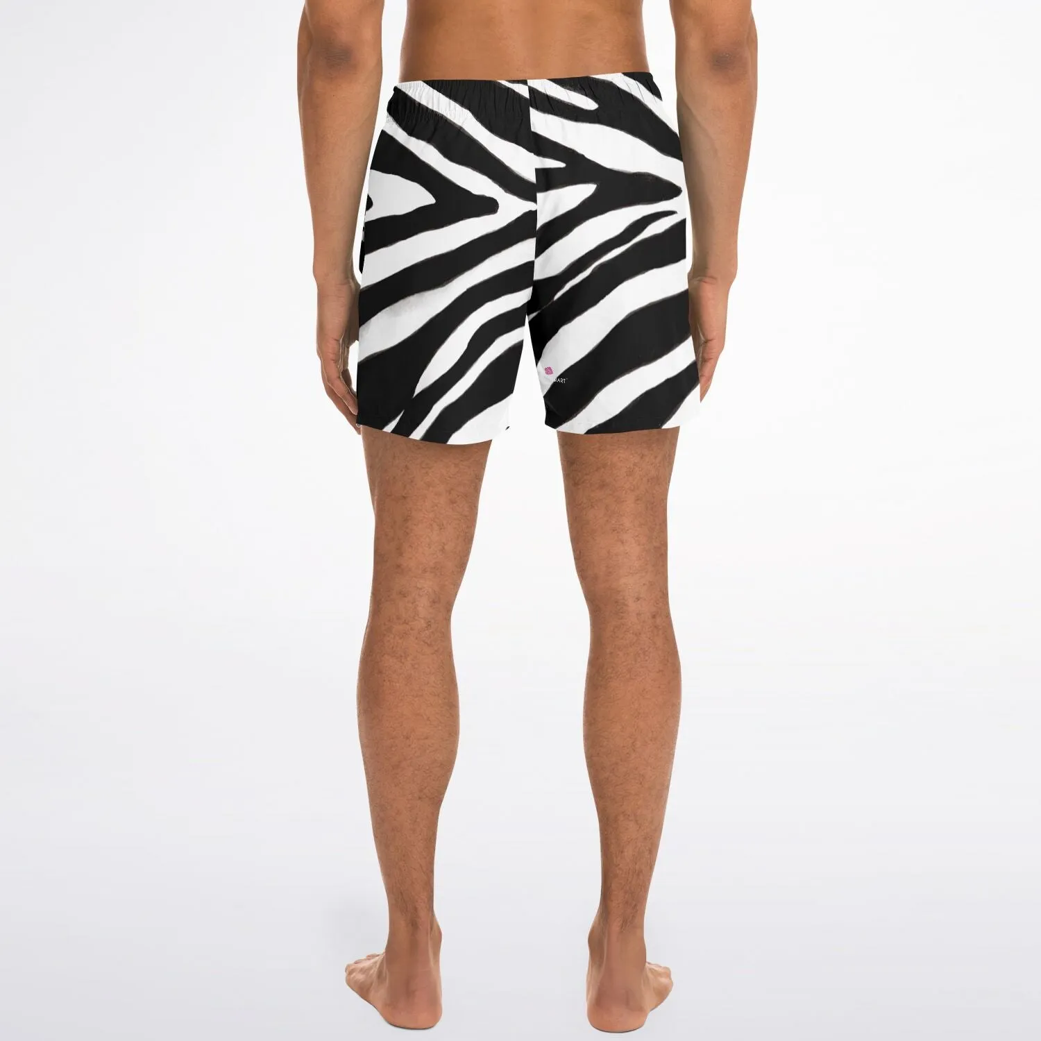 Zebra Men's Swim Trunks, Designer Zebra Stripes Animal Print Swim Trunks For Men (US Size: XS-3XL)